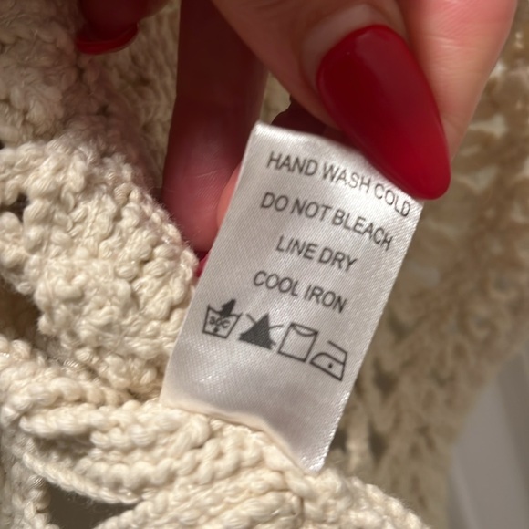 Vintage Coldwater Creek Stunning Crochet Tan Cream open front Cardigan bolero - Picture 6 of 8